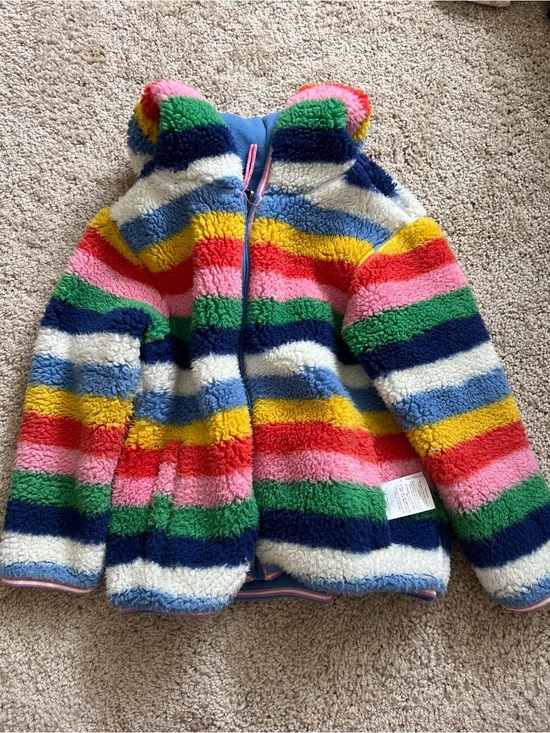 Mini Boden Other - Mini Boden fuzzy striped jacket 4-5